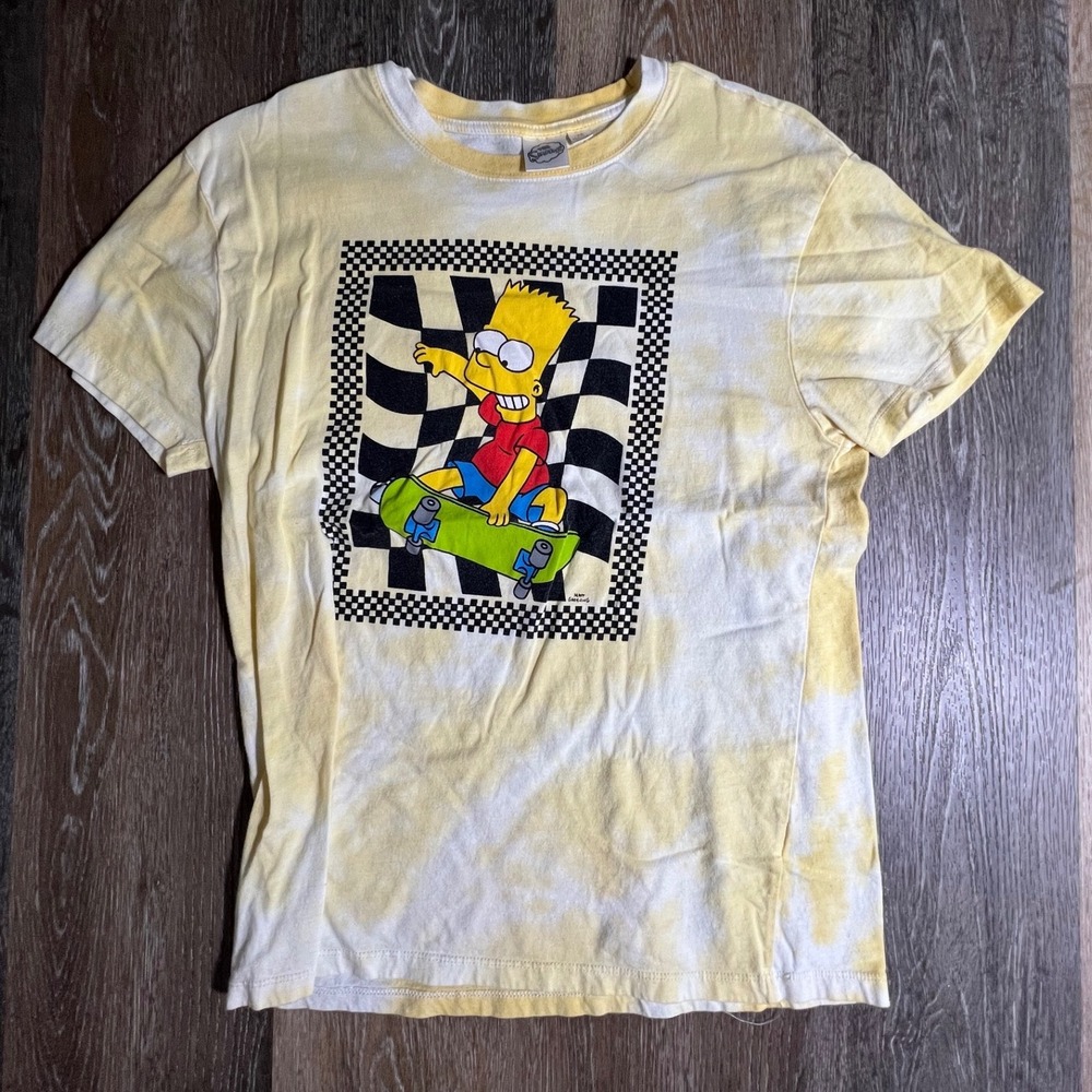 The Simpsons T-Shirt Unisex XS Yellow Tie Dye Bart Simpson Skateboard Graphic